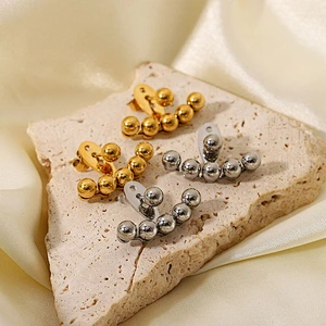 Simple Gold Titanium Steel Gold Bead Stud Earrings
