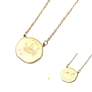 Trend Stainless Steel Zodiac Sign Charm Series Necklace