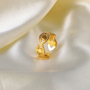 Geometric Stainless Steel Ring Eye Opening 18K Gold Jewelry