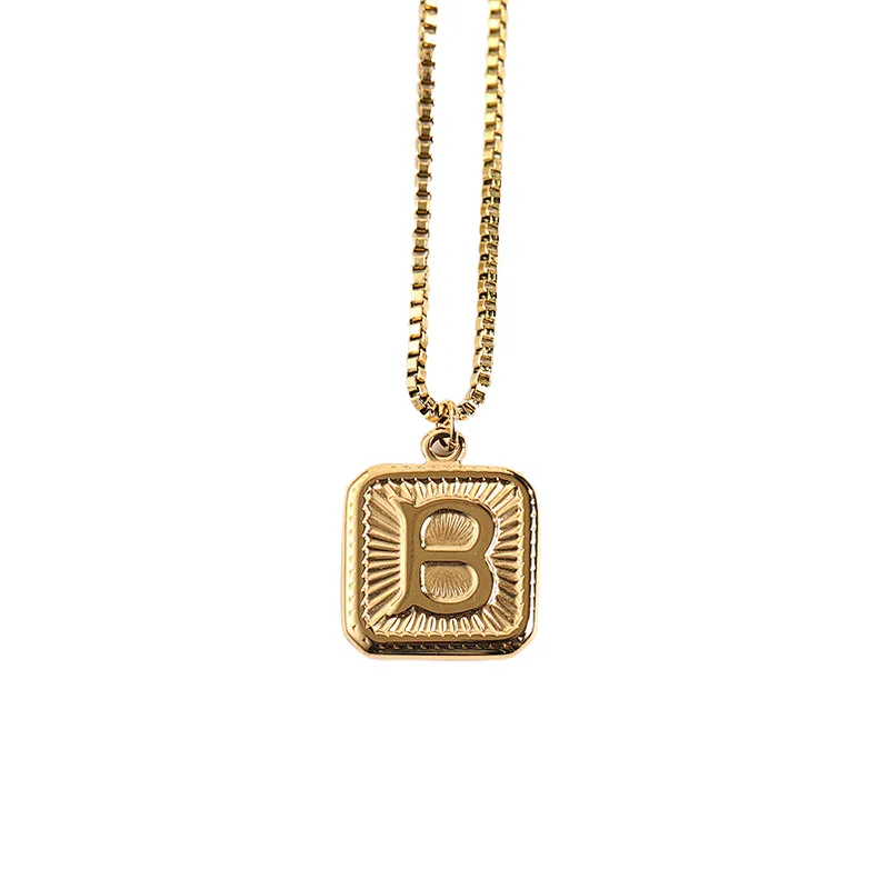 Gold Stainless Steel 26 Letter Charm Necklace Series