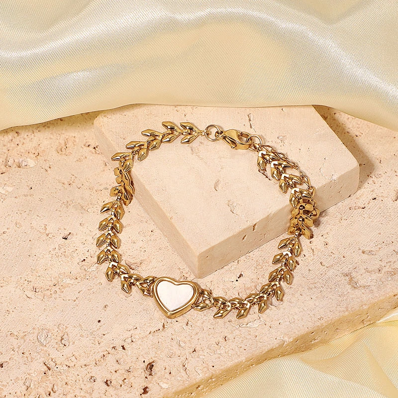14k Gold Plated Shell Heart Shaped Girls Bracelet