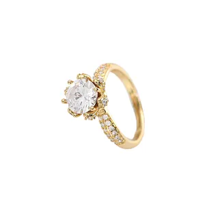 Small Charm Brass Jewelry Open Ring Pink Zircon Ring Women