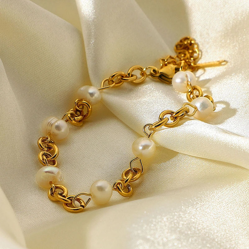 Vintage Stainless Steel Freshwater Pearl Bracelet Customize