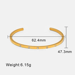 Simple Zircon Bracelet Stainless Steel Open Bracelet