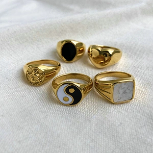 Stainless Steel Ring 18K Gold Metal Titanium Steel Heart Ring