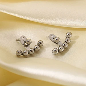 Simple Gold Titanium Steel Gold Bead Stud Earrings
