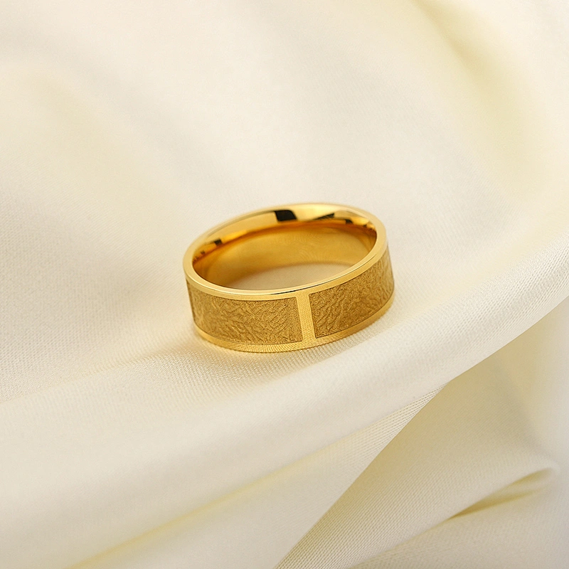 Titanium steel plating 18K Ring Embossed Design Ring