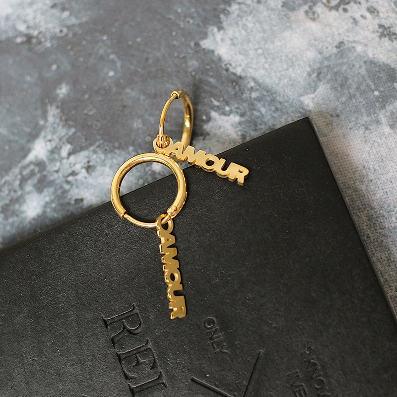 Paris French Lettering Pierced Hoop Earrings