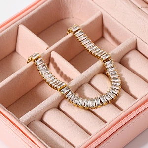 Fashion Stainless Steel Bracelet Cubic Zirconia Womens Jewelry