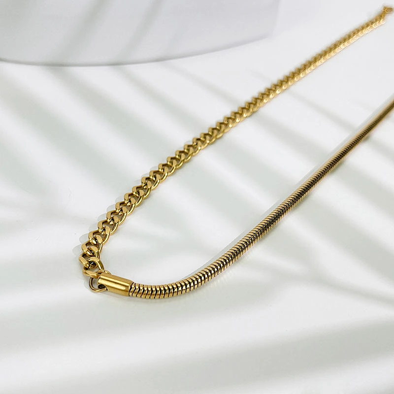 New 18K Titanium Steel Necklace Snake Bone Chain Necklace