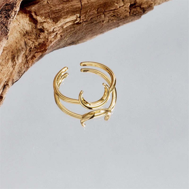 Simple Moon Opening Adjustable Ring Women