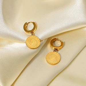 Ladies Stainless Steel Round Drop Earrings Small Hoop Earring