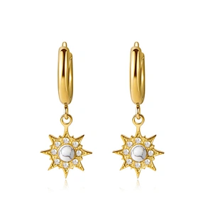Vintage Diamond Earrings Star Pendant Hoop Earrings