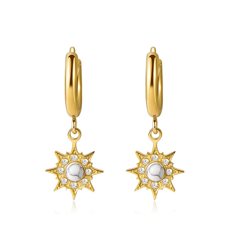 Vintage Diamond Earrings Star Pendant Hoop Earrings