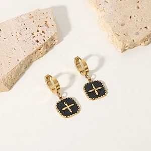 Lovely Drop Earrings Stainless Steel Cross Earrings