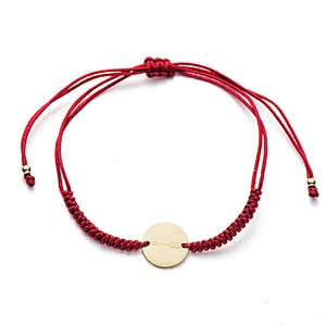 Stainless Steel Braided Rope Bracelet Coin Shape Chips Anklet