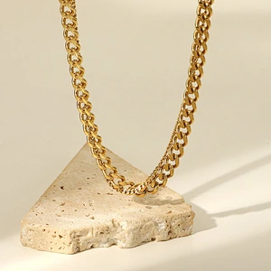 Gold Plated Cuban Chain Necklace Stainless Steel Necklace