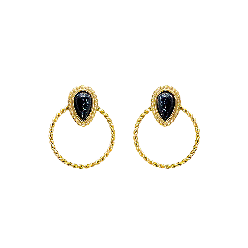 Stainless Steel Water Drop Stone Earrings Nickel Free