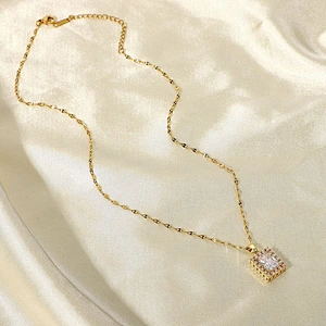 Fashion Stainless Steel Necklace Zircon Pendant Necklace