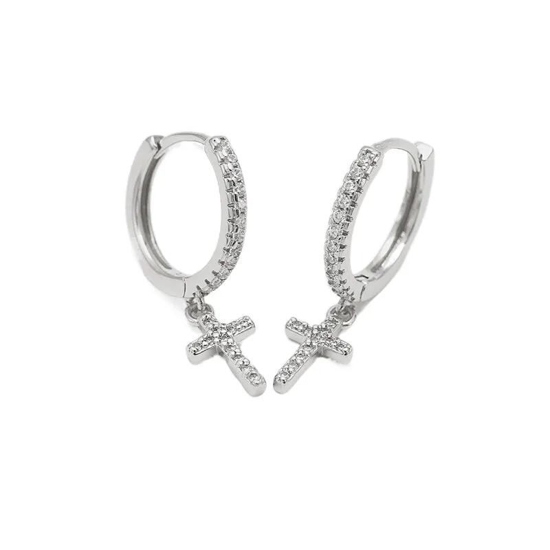 New Fashion Earrings Zircon Cross Earrings Wholesale