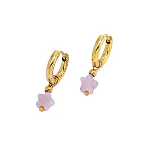 Fashion Purple Hoop Earrings Star Pendant Earrings