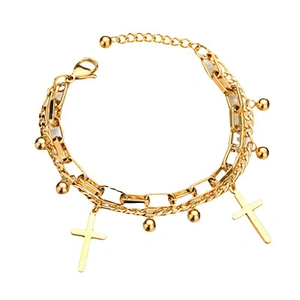 New Bohemian Titanium Steel Bracelet Multilayer Cross Jewelry