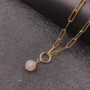 Vintage Baroque Freshwater Pearl Pendant Necklace Women