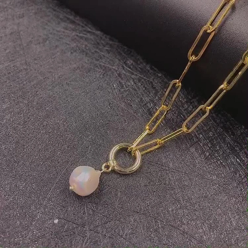 Vintage Baroque Freshwater Pearl Pendant Necklace Women