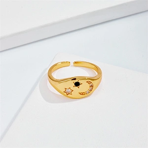 New Rings Star Moon Rings Zircon Open Rings