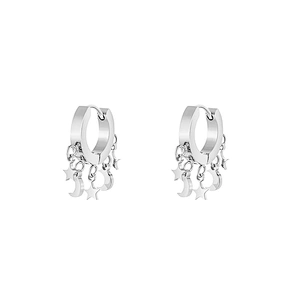 Gold Star Moon Pendant Earrings Steel Small Hoop Earrings