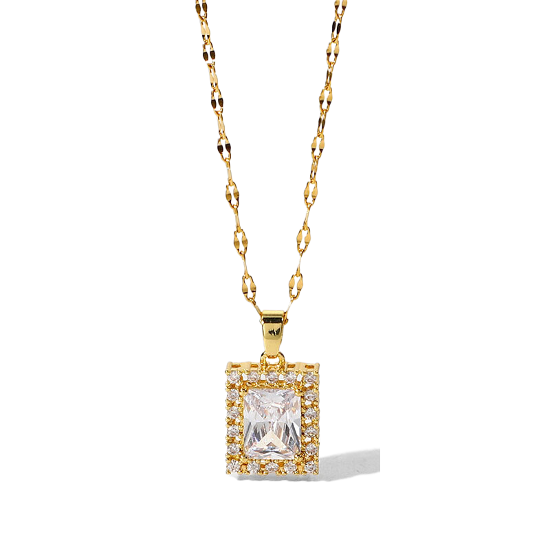 Fashion Stainless Steel Necklace Zircon Pendant Necklace