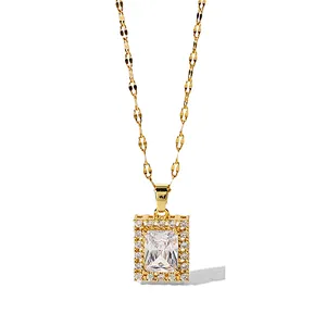 Fashion Stainless Steel Necklace Zircon Pendant Necklace