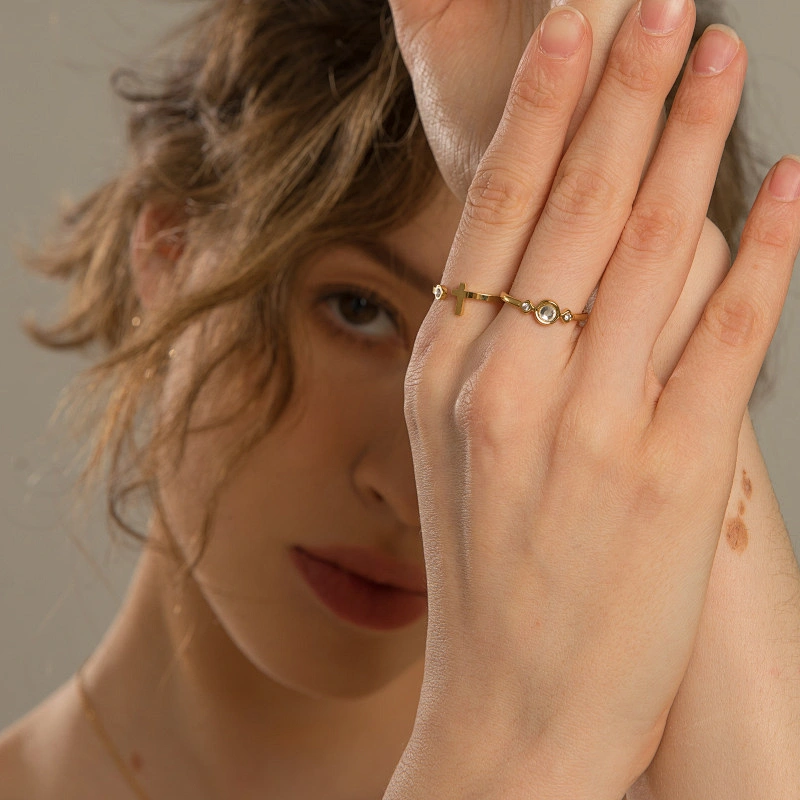 Luxury Design Diamond Titanium Steel Rings Womens Jewelry