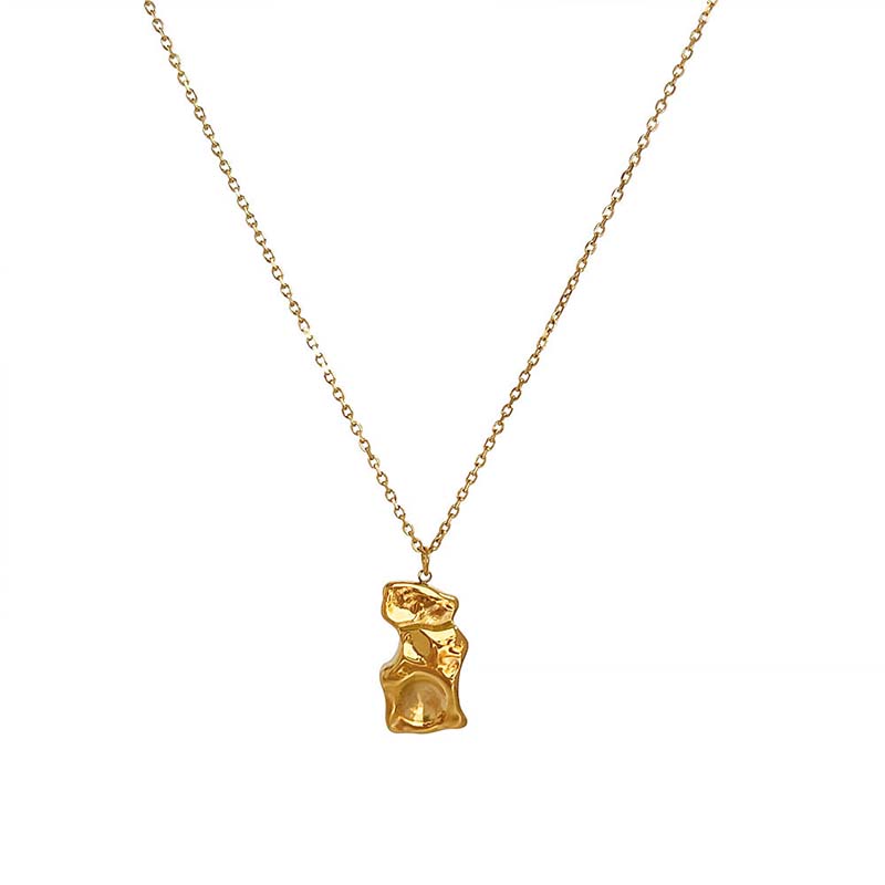 Steel Profiled Pendant Geometric Necklace Earring Set