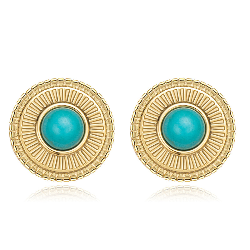 Vintage Earrings Stainless Steel Natural Stone Earrings Factory