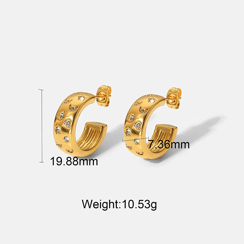 Simple C Shape Earrings Women's Zircon Earring Jewelry