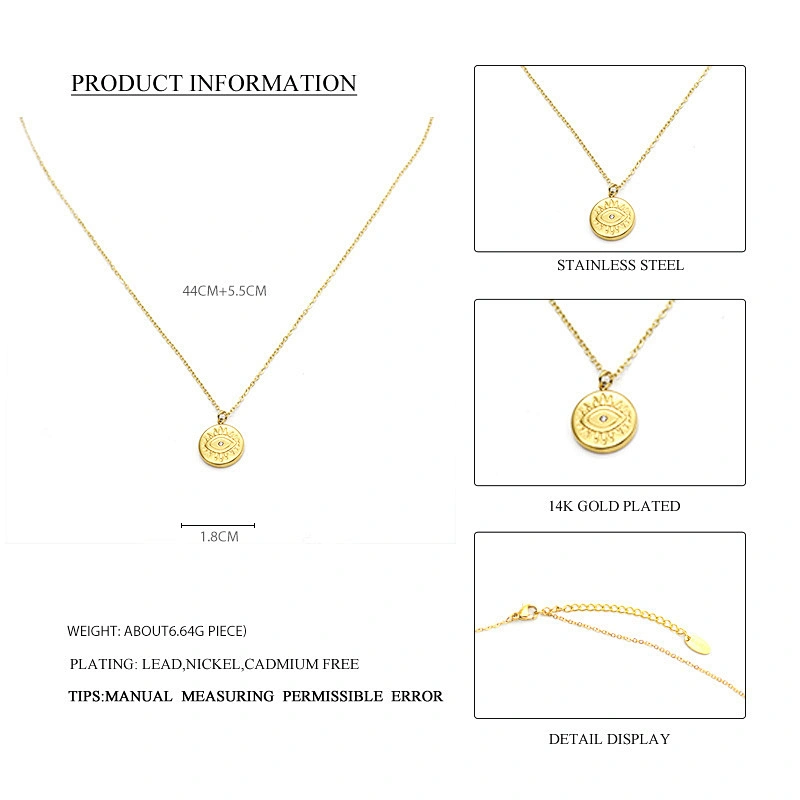 Simple Stainless Steel Eye Pendant Necklace