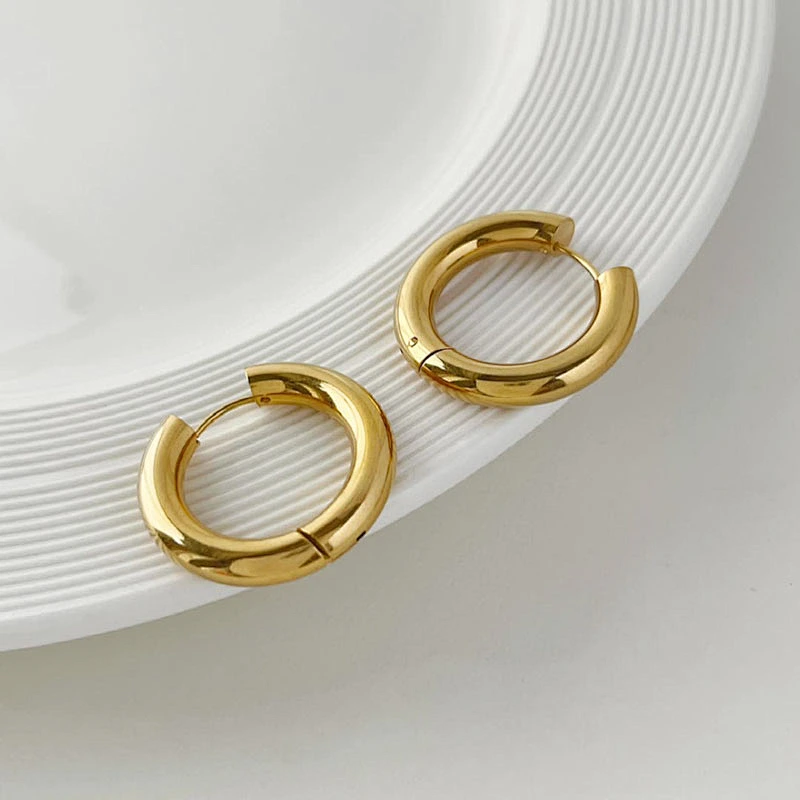 Gold Stainless Steel Earrings New 18K Gold Hoop Earrings