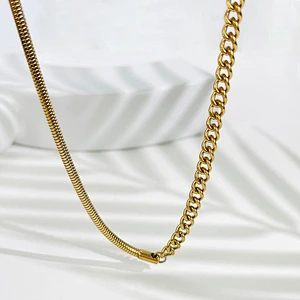 New 18K Titanium Steel Necklace Snake Bone Chain Necklace