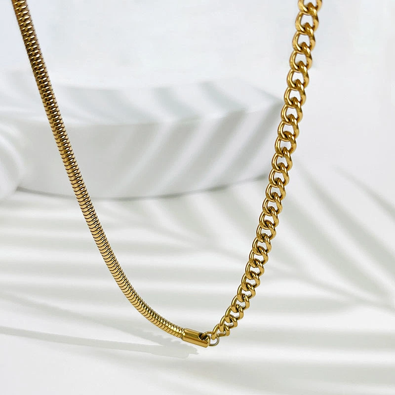 New 18K Titanium Steel Necklace Snake Bone Chain Necklace
