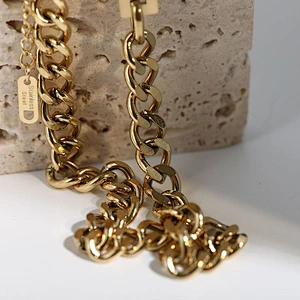18K Gold Plated Stainless Steel Chunky Faceted Chain Necklace