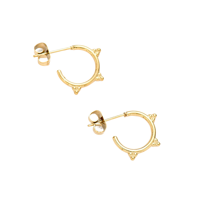 Stainless Steel Gold Plated C Shaped Earrings Metal Jewelry
