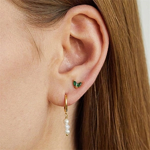 Romantic Perple Hoop Earrings Pearl Earrings For Girls Women