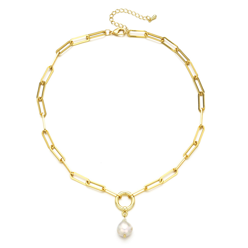 Vintage Baroque Freshwater Pearl Pendant Necklace Women