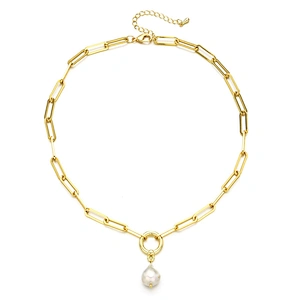 Vintage Baroque Freshwater Pearl Pendant Necklace Women