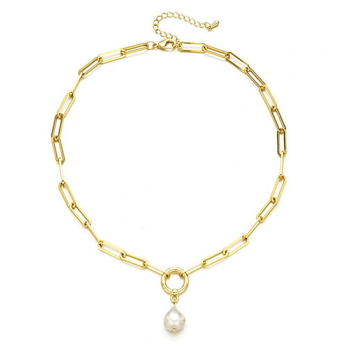Vintage Baroque Freshwater Pearl Pendant Necklace Women