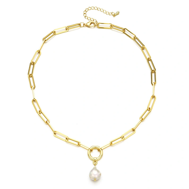 Vintage Baroque Freshwater Pearl Pendant Necklace Women
