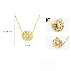 Hollow Flower Stud Earrings Set Vintage Steel Necklace