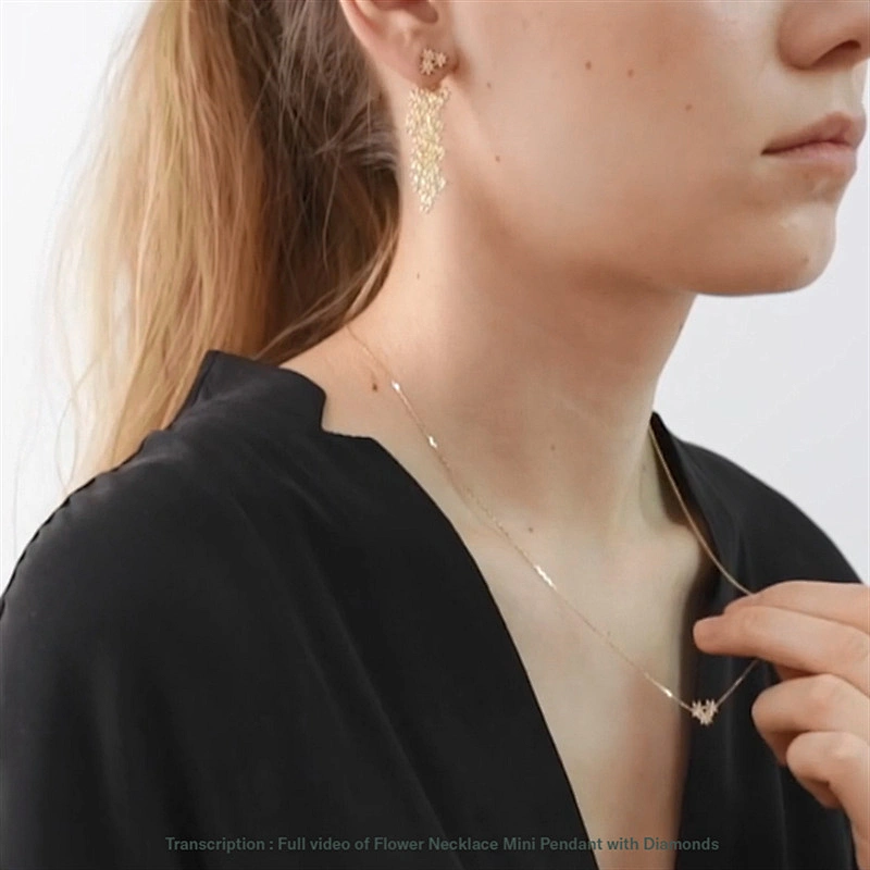 Flower Necklace Mini Pendant Zirconia Gold Plated Necklace