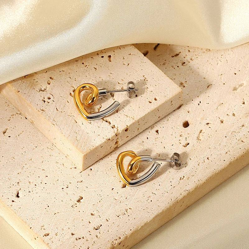 Steel Heart Earrings Titanium Stud Earrings Jewelry